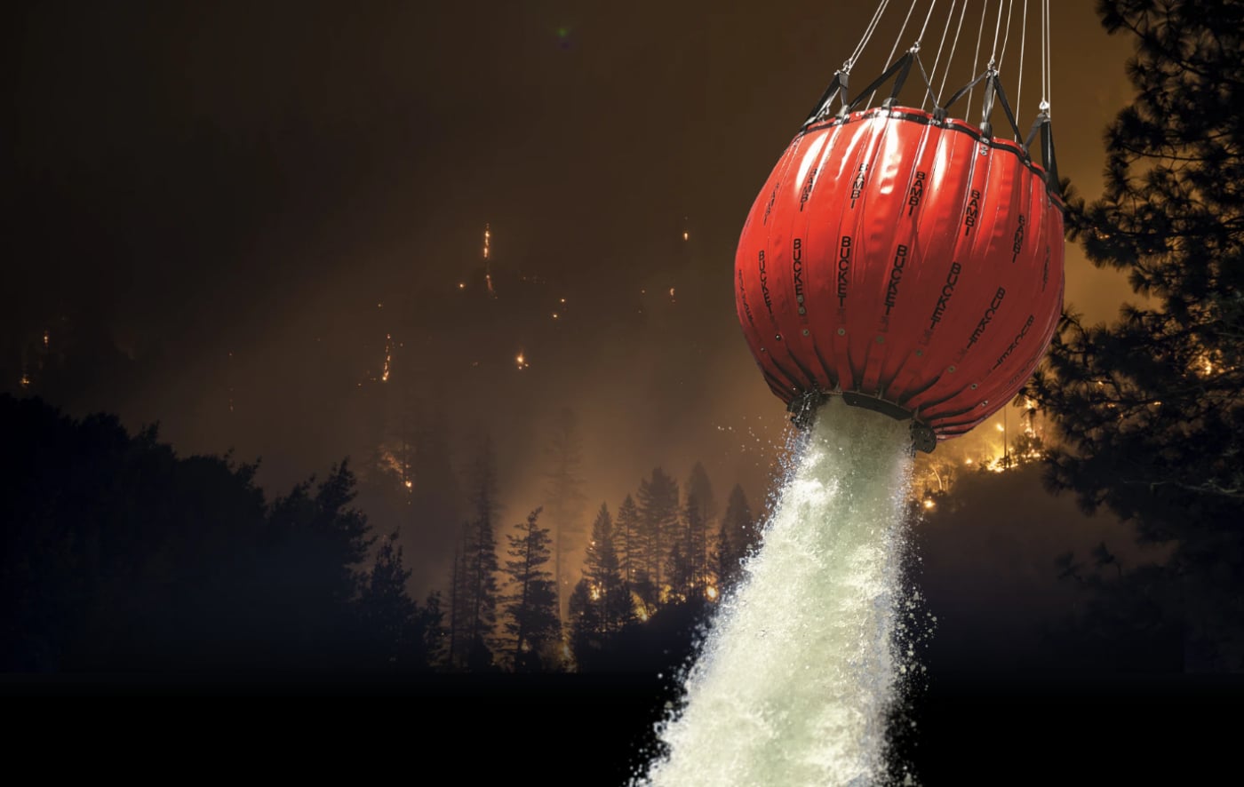 Bambi Bucket Promo with forest fire backdrop